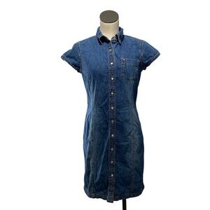 Vintage Y2K Tommy Hilfiger women’s snap front denim dress size 8